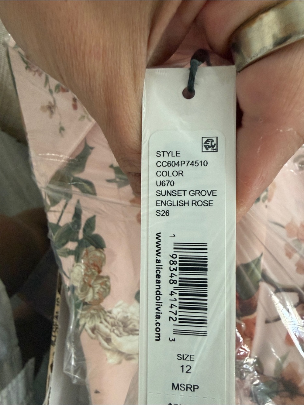 Alice + Olivia sold out -Pink Floral Tie-Shoulder size 10 - Picture 6 of 8